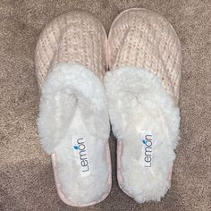 Never Worn! Perfect Condition! Size: 7/8 Lemon Shoes, Pink Slippers, Pink White, Lemon, Slippers, Size 7, Women Shoes, Fast Delivery, Customer Support