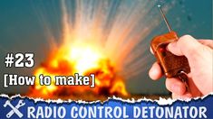 a hand holding a small radio in front of a large explosion with the words, 64 kak general 1