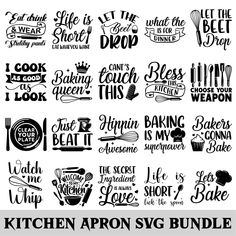 the kitchen apron svg bundle is available for use in any type of design projects