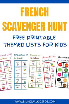 spanish scavenger hunt with the words, free printable and pictures for kids