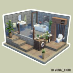 Sims 4 bathroom, without cc. #ts4 #sims4 #sims4bathroom #ts4bathroom Sims 4 Restroom, Sims 4 Eco House Floor Plan, Sims 4 Chicken Coop Ideas, Sims Decoration Ideas, Sims Small Bathroom, Sims 4 Bathroom Build, Sims 4 3x3 Bathroom, The Sims 4 Entrance Ideas, Sims 4 Big Bathroom Ideas