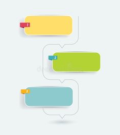 three colorful speech bubbles with one tag hanging from the side royalty illustration on white background