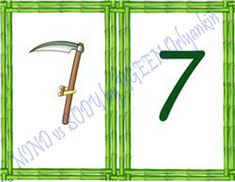 the number seven is made up of bamboo and has an axue on one side