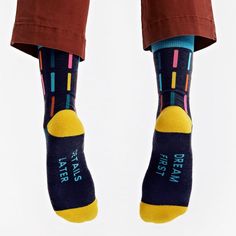 Everyone wears socks, especially in the kitchen. So when we had the opportunity to design performance socks with Richer Poorer (one of the coolest companies around!), we jumped at the chance! Fabric Details: 67% Polyester, 30% Cotton & 3% Spandex How to love your socks: Machine Wash Cold. Hang Dry or Tumble Dry Low. Low Iron as Needed. Company Merch, Bold Socks, Brown Apron, Richer Poorer, Grey Apron, Yellow Apron, Navy Socks, Sock Designs, Green Apron