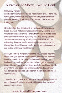 a prayer to show love to god