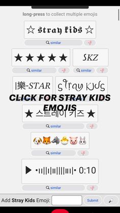 an iphone screen with the words and symbols in different languages, including one for stray kids