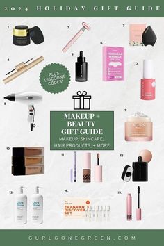 Looking for clean beauty gift ideas? This holiday gift guide has it all—makeup, skincare, hair products, and more! Find amazing gifts for her, including gifts under $50. Discount codes included! Mens Holiday Gift Guide, Pique Tea, Beauty Gift Ideas, Clean Beauty Makeup, Green Mattress, Beauty Gift Guide, Beauty Products Gifts, Organic Hair Care, Kids Gift Guide