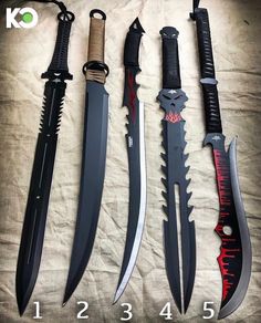 four different types of knifes on a sheet