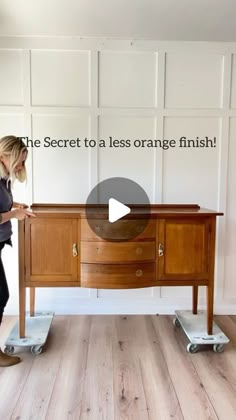 the secret to a less orange finish is using two wheels on each side of the dresser