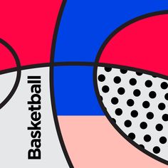 an abstract painting with polka dots and circles in red, white, blue, and pink