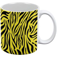 a black and white zebra print coffee mug