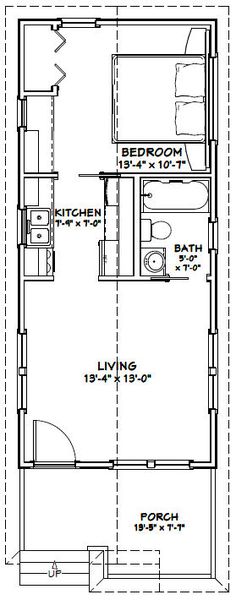 the floor plan for a small house with two bathrooms and an attached bathroom area is shown