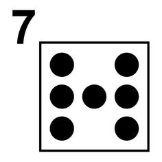 a black and white photo with the number seven on it's side, in front of an image of a domino board