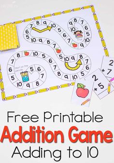 the free printable addition game adding to 10