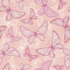 pink butterflies with white outlines on a light pink background royalty - allover print