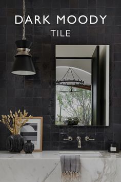 dark tile for bathroom drama Nomad Design, Tile For Bathroom, Zellige Tiles, Iridescent Black, Tiles For Bathroom, Tile Covers