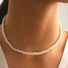 Pearl Necklace - String Of Pearls - Beautiful Faux - New With Tags - 15.5” Length Rs String Of Pearls Necklace, Necklace String, Jewelry Pearl Necklace, Diy Choker, Dainty Pearl Necklace, String Of Pearls, Jewelry Pearl, Pearls Necklace, Women's Boutique