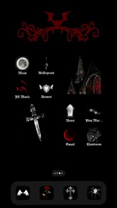 an image of a gothic theme for the iphone or ipad, and it's dark background