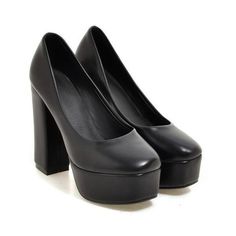 High Heel Dress, Chunky High Heels, Pumps Shoes, Platform High Heels, Chunky Platform, Shoes Woman, Black High Heels