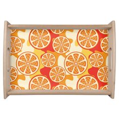 an orange slice pattern serving tray