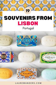 soap bars with text overlay saying 19 souvenirs from lisbon portugal