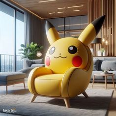 a chair with a pikachu face on it