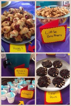 a collage of pictures with cookies and desserts on them for children's birthday party