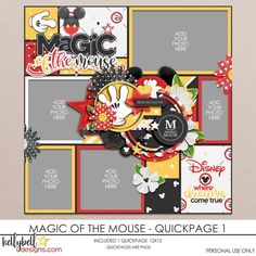 a scrapbook page with mickey mouse's face and the word magic in it