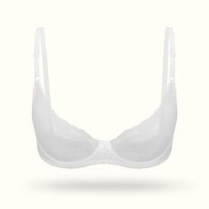 - Made Of Lightweight And Breathable Fabric - Unlined 1/2 Cups - Non Molded, No Padding Features With Stretchy Mesh, Providing Comfort All Day Long - Soft Lace Cups With Underwire And Adjustable Straps Offer Gentle Support, Showing Your Natural Curve - Bowknot Decor In The Center Panel And One-Row Hook-And-Eye Closure White Full Cup Bra With Lined Body, White Fitted Push-up Nursing Bra, Zip Up Sports Bra, Halter Bra Top, Garage Clothing, Half Cup Bra, Underwire Sports Bras, Adidas Sports Bra, Corset Bra