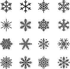 snowflakes are shown in black and white