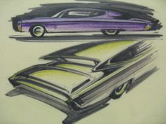 two cars are shown side by side in this drawing