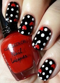 Valentine's Day Nail Art Valentine Nail Art, Polka Dot Nails, Her Nails, Dots Nails, Red Nail, Ideas Nails, Get Nails