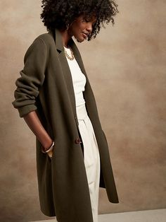 Cocoon Coatigan Sweater | Banana Republic Banana Republic Style, Trends 2025, Minimalist Fashion Women, Simple Wardrobe, Buy List, Dark Olive Green, Fashion Line, Autumn Fashion Women, Fashion Stylist