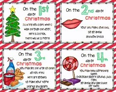 four christmas cards with the words on them