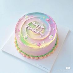 a birthday cake with the words happy birthday on it