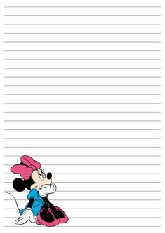 a mickey mouse lined paper with lines in the shape of a letter and an image of minnie