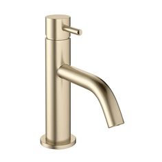 a gold faucet on a white background