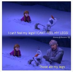 the frozen queen and her snowman are talking to each other while they look like they have