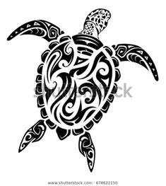 a black and white drawing of a turtle with an intricate design on it's back