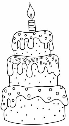 a birthday cake with a candle on it coloring pages for kids to print and color