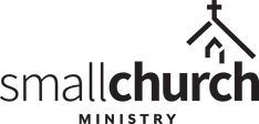 the small church logo is shown in black and white