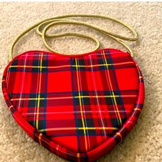 Nwots-Crewcuts J. Crew Red Plaid With Gold Cord Heart Shaped Purse/Bag Nwot Crewcuts By J. Crew Cute Heart Shape Red Plaid Purse With Gold Cord As A Strap And Zip Closure. The Shell Is Made Of 100% Polyester. Measures 6 1/2" L X 5 1/2"H. Nwot. Cute For Valentines Plaid Purse, Heart Hands, Red Plaid, Fall Colors, Casual Looks, Heart Shapes, Black And Red, Bag Lady, Plaid