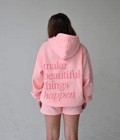 Peony Pink, People Walking, Pink Fleece, Puff Print, Cute Preppy Outfits, A Force, Cute Sweatshirts, Things Happen, The Mission