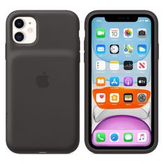 an iphone case is shown with the back cover open and it's battery attached