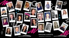 an image of many different people with pictures on them and the words amazing guests written in pink