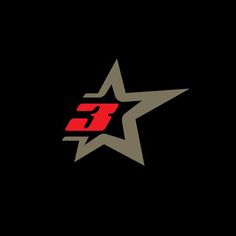 the letter e with a star on it in red and grey colors is shown against a black background