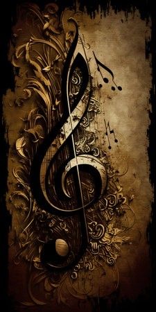 an artistic music note with musical notes on it