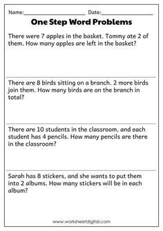 worksheet for grade 2 students to practice their word problems