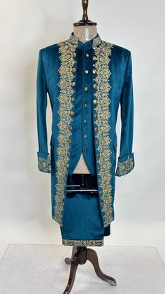 Step into the elegance of the 18th century with our Customized 3Pc French Nobleman Costume, designed to make you the center of attention at any wedding, theater event, or Halloween celebration. This exquisite Rococo outfit features a detailed tailcoat and captures the essence of Victorian grandeur, ensuring you radiate sophistication; don't miss the chance to own this unique ensemble that transports you to a bygone era--order yours today! Features - premium Quality Fabric - Velvet - Buttons - Em French Nobleman, Rococo Outfit, Rococo Wedding, Dapper Suits, Fancy Outfit, Rococo Fashion, Victorian Costume, 18th Century Fashion, Wedding Costumes