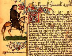 an old manuscript with a man on a horse